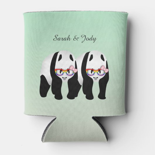 Rafraichisseur De Cannettes Pandas Lesbiennes mignonnes Verres arc-en-ciel Mar (Devant)