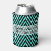 Rafraichisseur De Cannettes Parties scintillant Chevron Bling | TURQUOISE (Can devant)