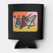 Rafraichisseur De Cannettes Peinture 'Mid-Century moderne Abstraite, papillon' (Devant)