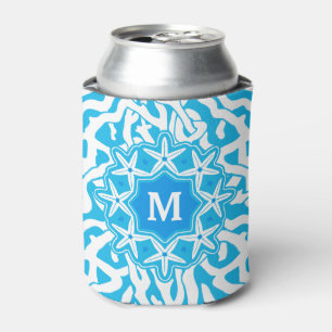 Rafraichisseur De Cannettes Plage Corail Reef Starfish Monogramme Bleu clair
