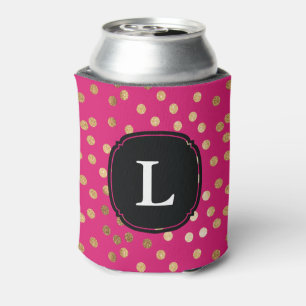 Rafraichisseur De Cannettes Point de Polka de Parties scintillant rose et or c