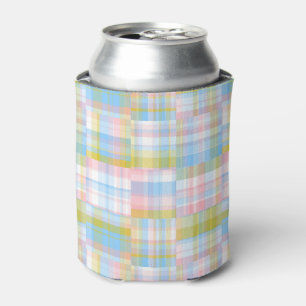 Rafraichisseur De Cannettes Preppy Patchwork Look Madras Pastel