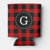 Rafraichisseur De Cannettes Rouge noir Buffle chèque Plaid 1I Monogramme (Devant)