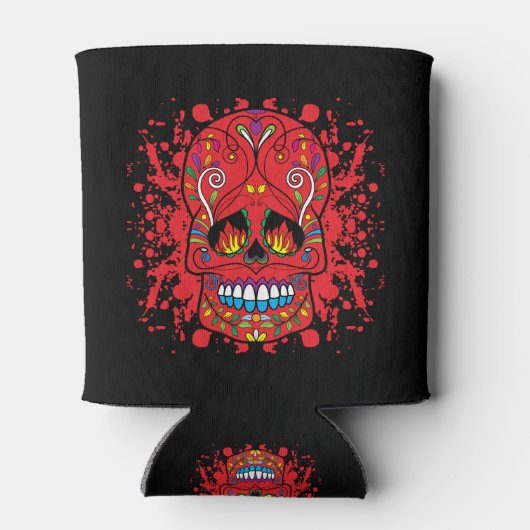 Rafraichisseur De Cannettes Rouge Sugar Crâne Rouge Flame Yeux Paint Splash (Dos)