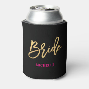 Rafraichisseur De Cannettes Script Bride Noir/Or/Rose Chaud Personnalisé