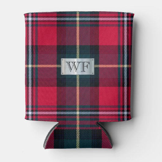 Rafraichisseur De Cannettes Tartan Can Cooler avec vos initiales (Devant)
