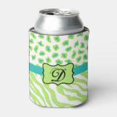 Rafraichisseur De Cannettes Vert blanc Turquoise Leopard Zebra Peau Monogramme (Can devant)