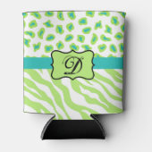 Rafraichisseur De Cannettes Vert blanc Turquoise Leopard Zebra Peau Monogramme (Devant)