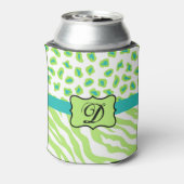 Rafraichisseur De Cannettes Vert blanc Turquoise Leopard Zebra Peau Monogramme (Can Dos)
