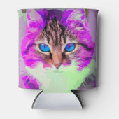 Rafraichisseur De Cannettes Visage de chat violet teint bleu (Devant)