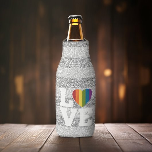 Rafraîchisseur Pour Bouteille Amour avec un coeur arc-en-ciel lumineux Parties s