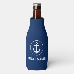 Rafraîchisseur Pour Bouteille Ancre nautique de bleu marine votre nom de bateau