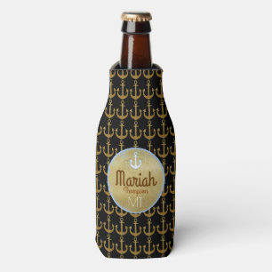 Rafraîchisseur Pour Bouteille ancres d'or de bateau nautique avec le monogramme,