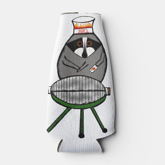 Rafraîchisseur Pour Bouteille BBQ Raccoon sur Bottle Cozie (Devant)