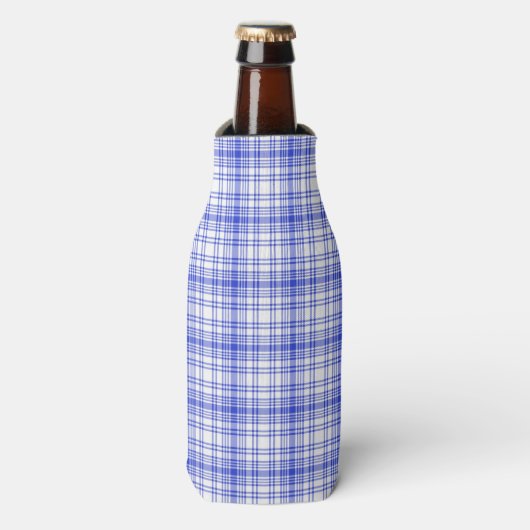 Rafraîchisseur Pour Bouteille Blue white plaid 2 (Bottle Devant)