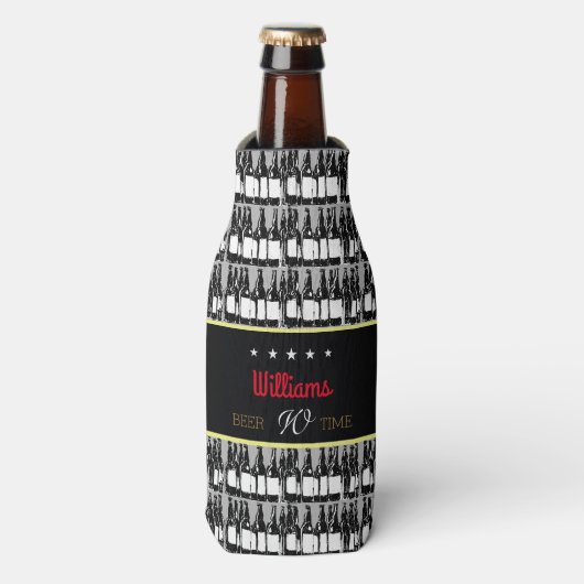 Rafraîchisseur Pour Bouteille bouteilles de bière avec étiquette noir (Bottle Devant)