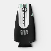 Rafraîchisseur Pour Bouteille BRIDE Turquoise Bleu et noir Tuxedo Mariage (Dos)