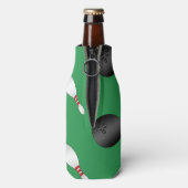 Rafraîchisseur Pour Bouteille Broches de boules de bowling vert nom personnalisé (Bouteille Dos)