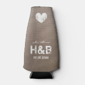 Rafraîchisseur Pour Bouteille Burlap pays chic monogramme mariage bouteille glac (Devant)
