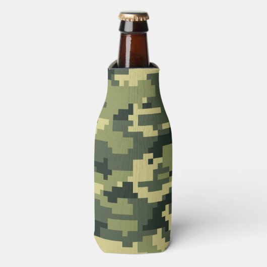Rafraîchisseur Pour Bouteille Camouflage numérique en bois à 8 bits / Camo (Bottle Devant)