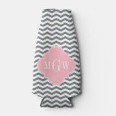 Rafraîchisseur Pour Bouteille Charcoal Thin Chevron Pink Quatrefoil 3 monogram (Devant)