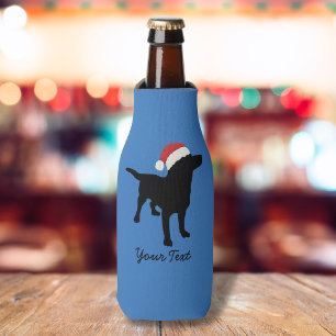 Rafraîchisseur Pour Bouteille Chien noir de laboratoire de Noël utilisant le