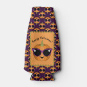 Rafraîchisseur Pour Bouteille Citrouille cool avec lunettes de soleil de chat ré (Devant)