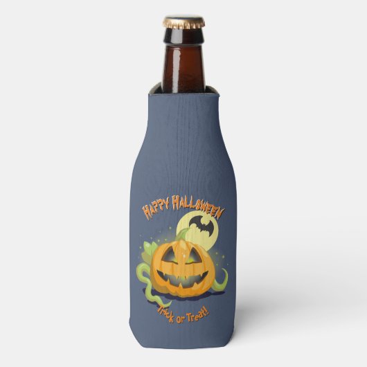 Rafraîchisseur Pour Bouteille Citrouille d'Halloween Jack O' Lantern (Bottle Devant)
