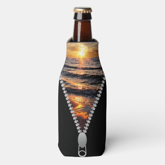 Rafraîchisseur Pour Bouteille Coucher de soleil sur la plage (Bottle Devant)
