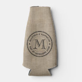 Rafraîchisseur Pour Bouteille Créez votre propre Burlap Retro Logo Monogramme (Devant)
