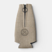 Rafraîchisseur Pour Bouteille Créez votre propre Burlap Retro Logo Monogramme (Dos)