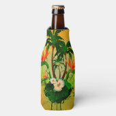 Rafraîchisseur Pour Bouteille Design tropical avec fleurs et palmiers (Bottle Devant)