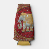 Rafraîchisseur Pour Bouteille Eléphant Indien inscrit rouge et or (Devant)