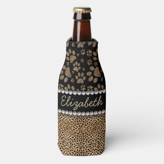 Rafraîchisseur Pour Bouteille Empreintes de pattes Leopard Spot Rhinestone IMPRI (Bottle Devant)