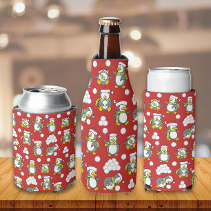 Rafraîchisseur Pour Bouteille Fond de manchots de Noël