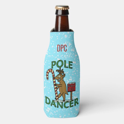 Rafraîchisseur Pour Bouteille Funny Christmas Dancer Reindeer Pun Monogramme (Bottle Devant)