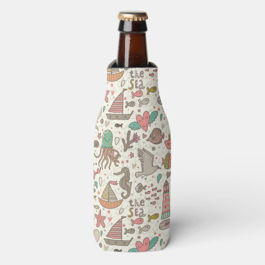 Rafraîchisseur Pour Bouteille Funny Summer Pattern With Ships (Bottle Devant)