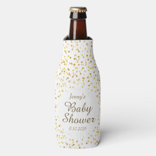 Rafraîchisseur Pour Bouteille Gold Love Hearts Baby shower / Sprinkle / Couples (Bottle Devant)