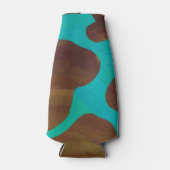Rafraîchisseur Pour Bouteille Impression Brown et Turquoise de vache (Devant)