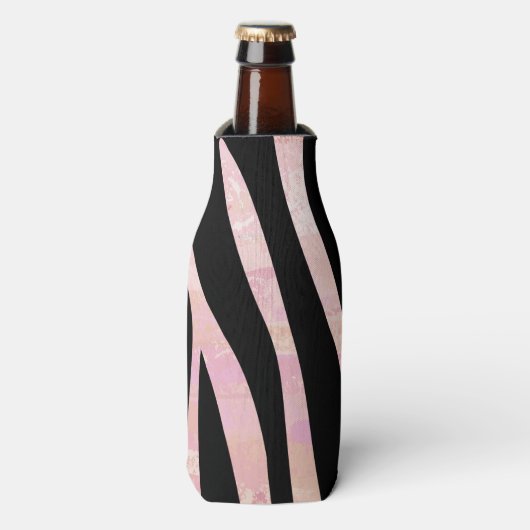 Rafraîchisseur Pour Bouteille Impression noire et rose Zebra (Bottle Devant)
