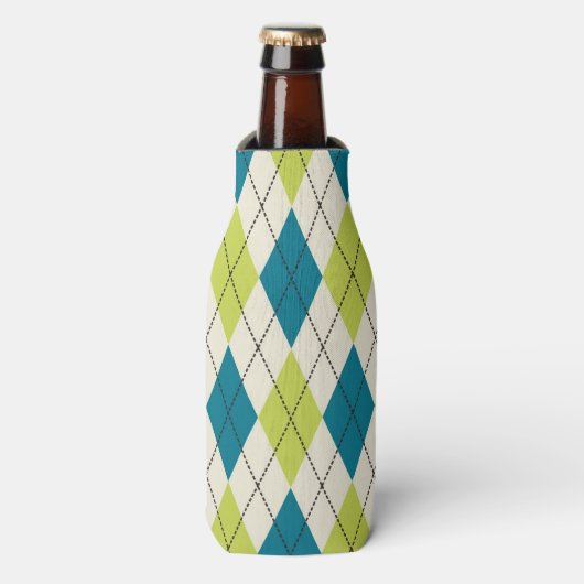 Rafraîchisseur Pour Bouteille Jacquard Bleu Et Vert (Bottle Devant)