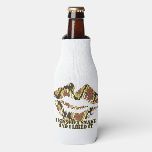 Rafraîchisseur Pour Bouteille J'ai embrassé un serpent Brown et l'impression or (Bottle Devant)