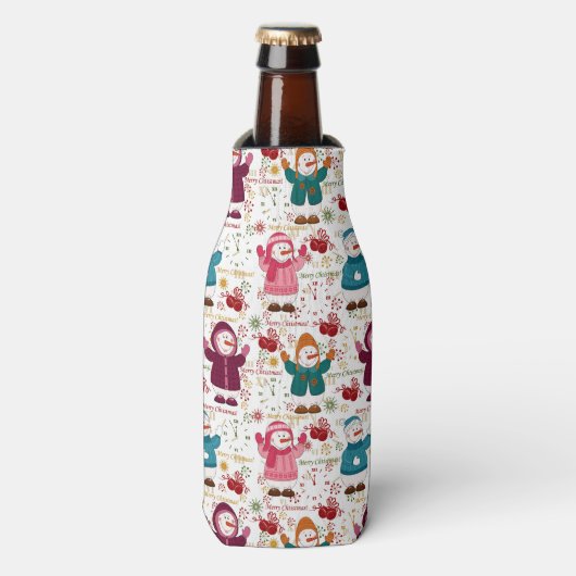 Rafraîchisseur Pour Bouteille Joyeux Snowmen de Noël (Bottle Devant)