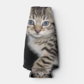 Rafraîchisseur Pour Bouteille Kitten Gris Fluffé Bleu, (Devant)