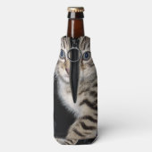 Rafraîchisseur Pour Bouteille Kitten Gris Fluffé Bleu, (Bouteille Dos)