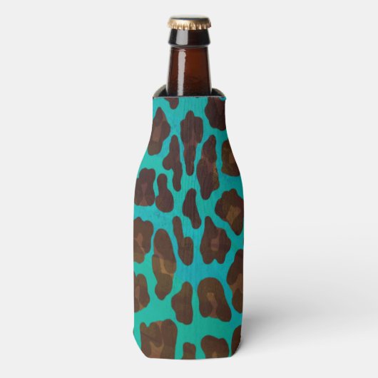 Rafraîchisseur Pour Bouteille Léopard Brown et Turquoise (Bottle Devant)