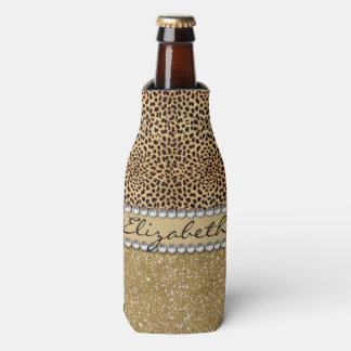 Rafraîchisseur Pour Bouteille Léopard Spot Gold Glitter Rhinestone PHOTO PRINT
