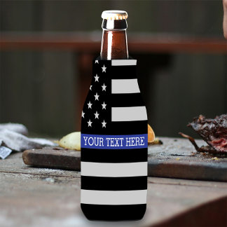 Rafraîchisseur Pour Bouteille Ligne Bleue Mince - Drapeau Américain Personnalisé