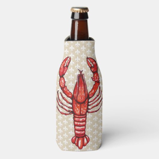 Rafraîchisseur Pour Bouteille Louisiane Cajun Crawfish & Fleur De Lis (Bottle Devant)