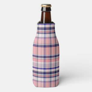 Rafraîchisseur Pour Bouteille Marine Rose Bleu Blanc Preppy Madras Plaid